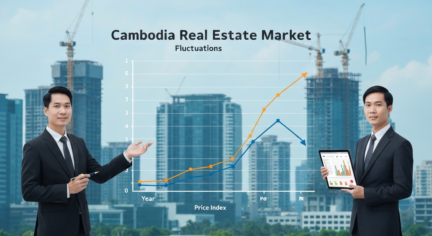 Biểu đồ thể hiện sự biến động của thị trường bất động sản Campuchia.