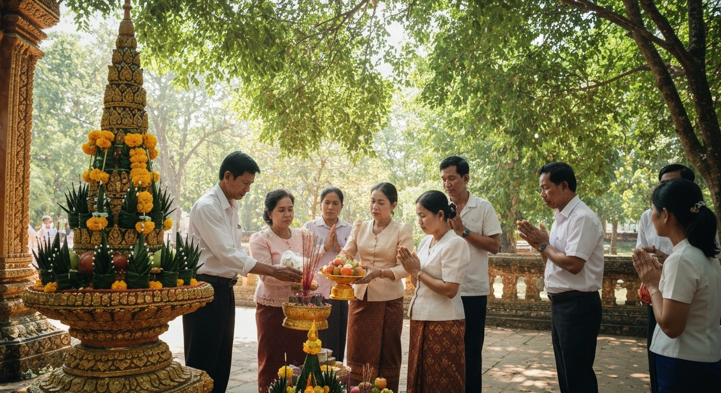 Lễ Pchum Ben, lễ Vu Lan của người Khmer, là dịp để cúng dường và cầu siêu cho tổ tiên.