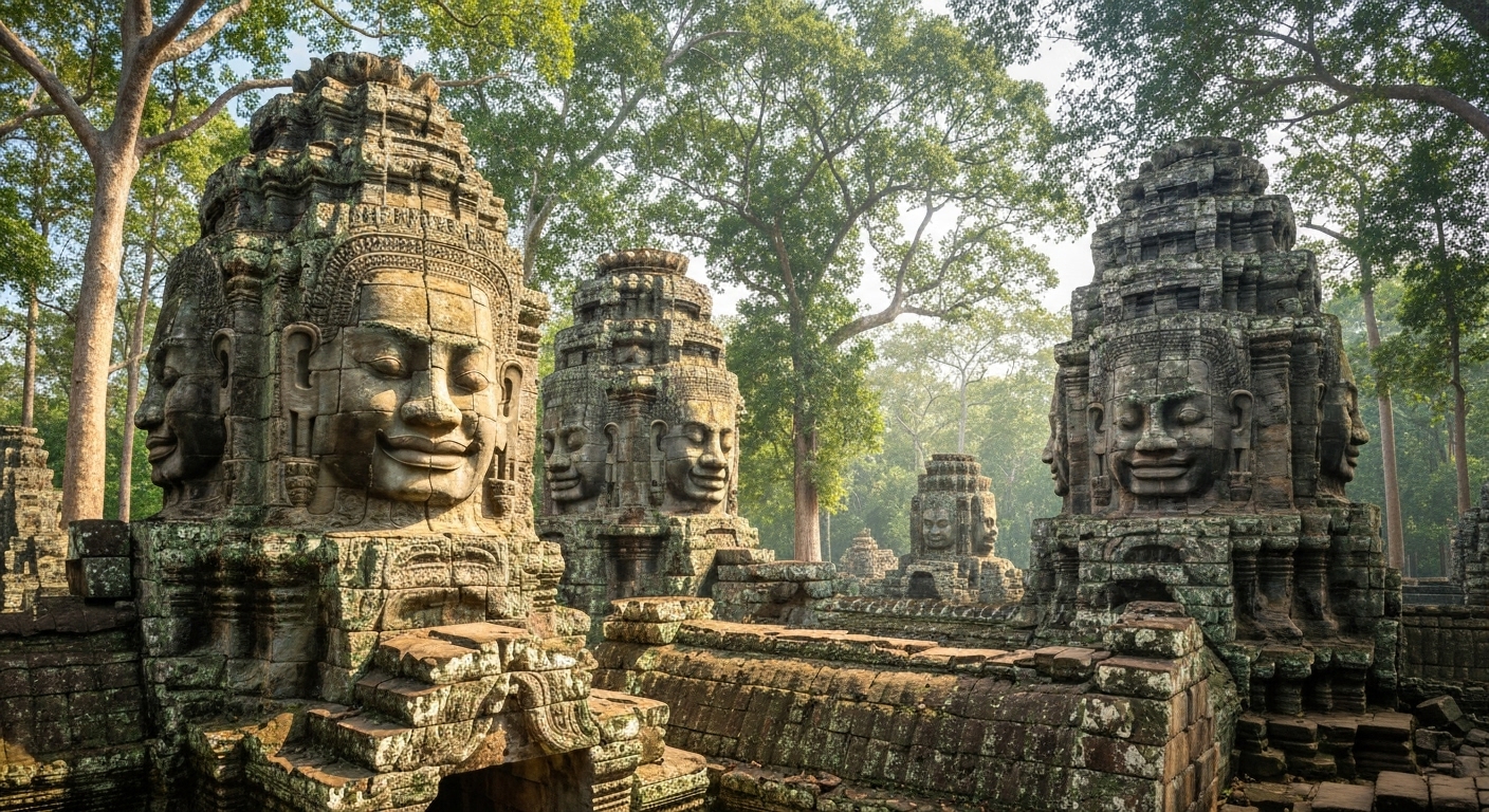 Những khuôn mặt Phật khổng lồ trên đền Bayon