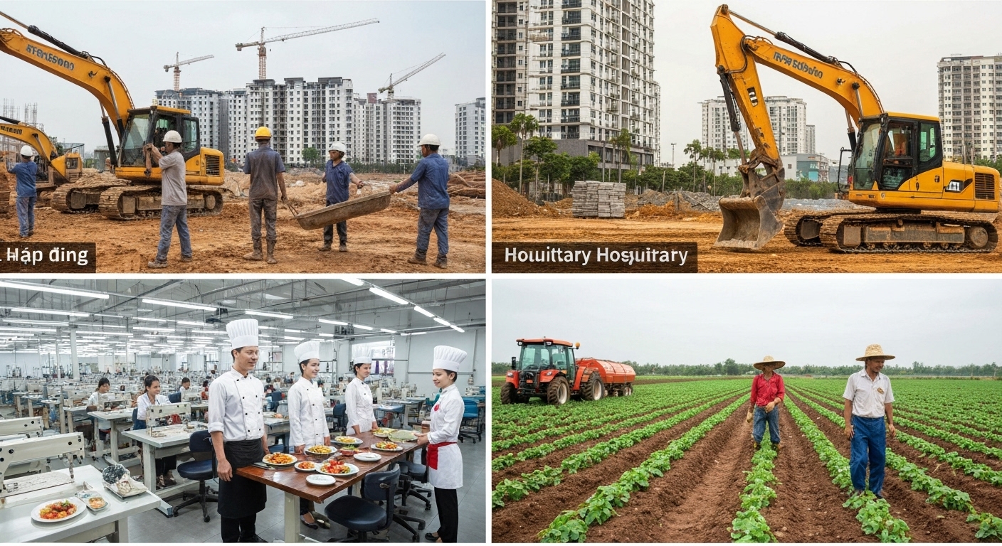 Hình ảnh minh họa các ngành nghề có nhu cầu tuyển dụng lao động cao tại Campuchia.
