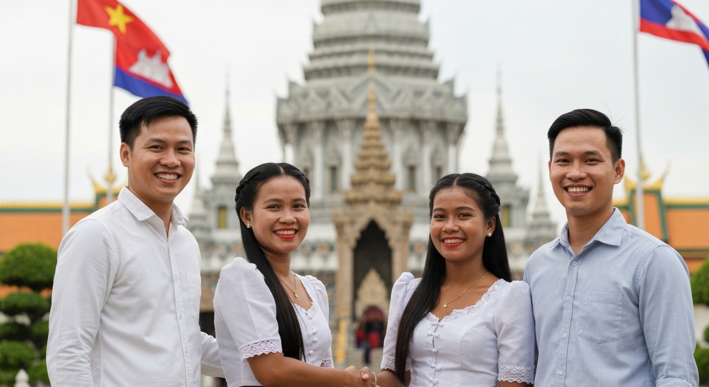 Hình ảnh tượng trưng cho mối quan hệ hữu nghị giữa Việt Nam và Campuchia.