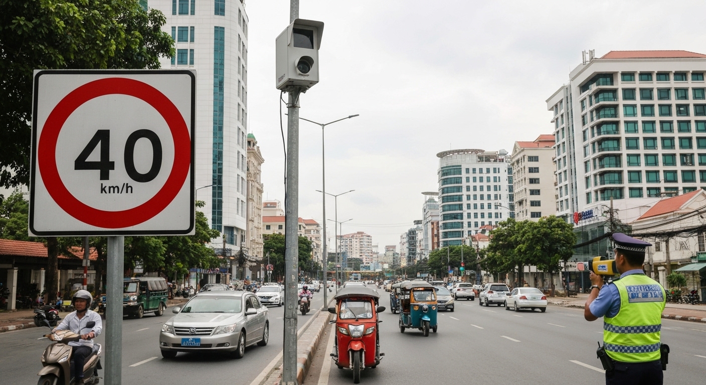 Kiểm soát tốc độ trên đường phố Campuchia